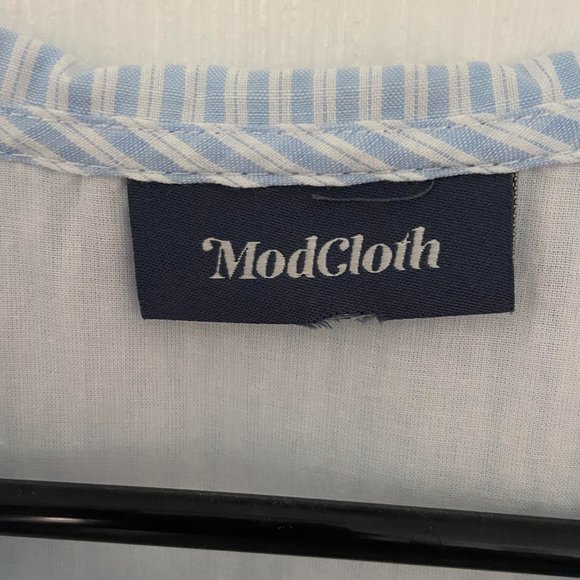 Modcloth Sleeveless Shirt Dress in Blue Stripe - Picture 4 of 6